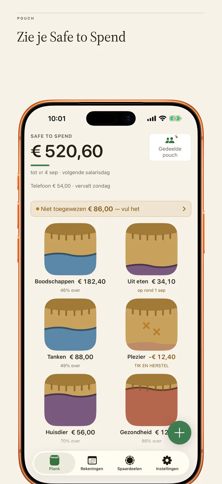Safe to Spend: one clear number telling you what's left until your next paycheck, after bills.
